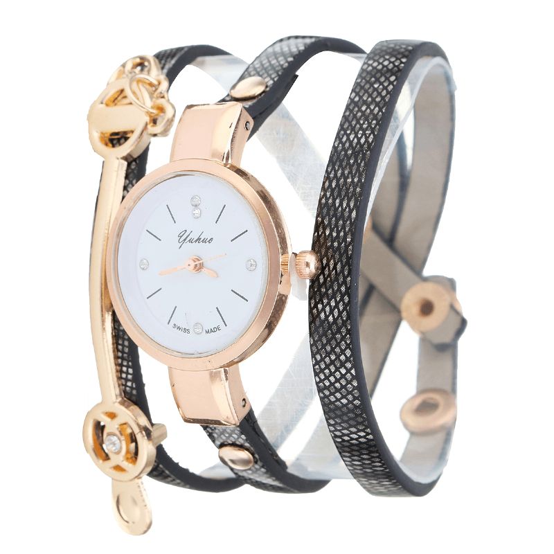 Mode Bracelet En Cuir Pu Simple Cristal Cadran Femmes Montre Dames Robe Montre À Quartz