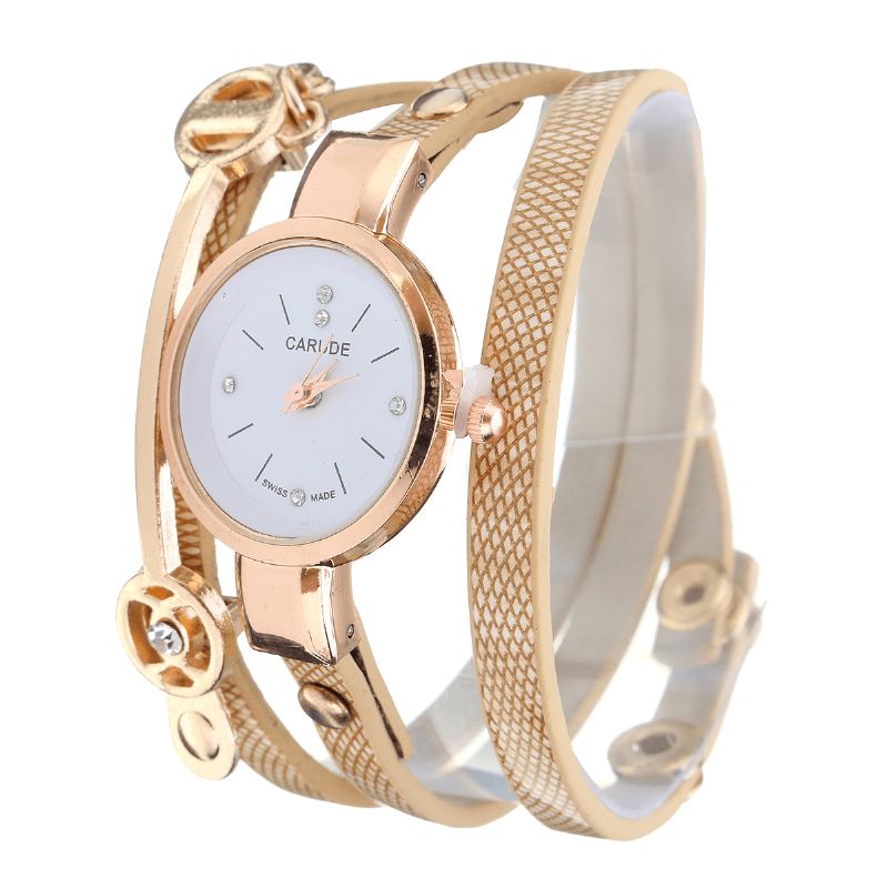 Mode Bracelet En Cuir Pu Simple Cristal Cadran Femmes Montre Dames Robe Montre À Quartz