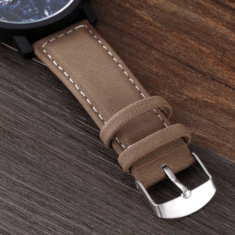 Mode Casual Creative Grand Cadran Bracelet En Cuir Hommes Montre À Quartz