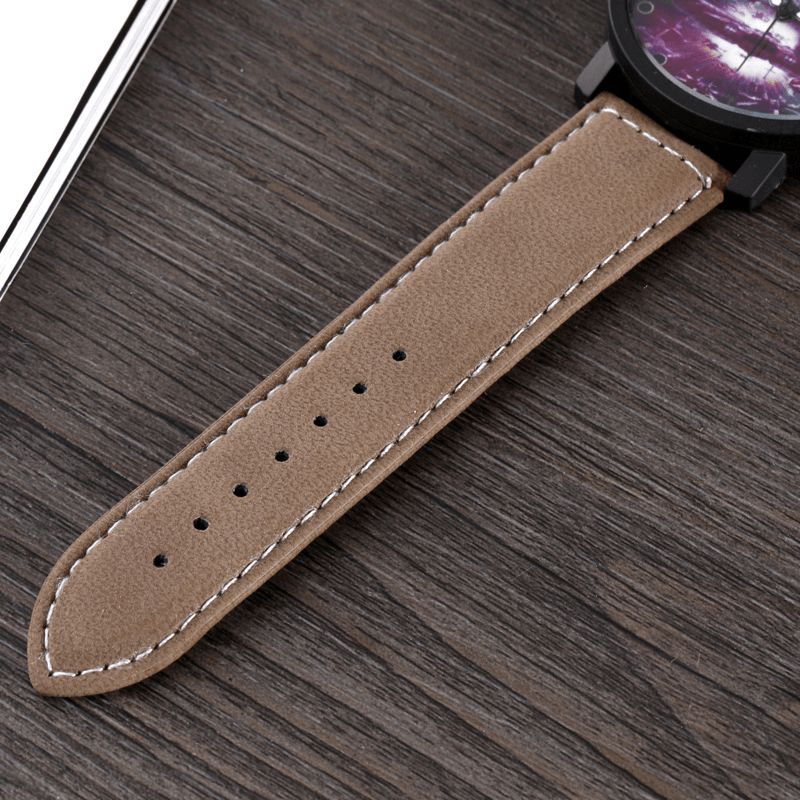 Mode Casual Creative Grand Cadran Bracelet En Cuir Hommes Montre À Quartz