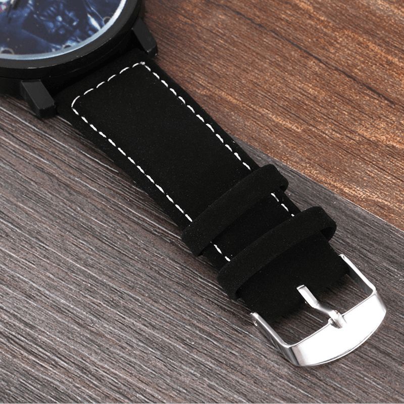 Mode Casual Creative Grand Cadran Bracelet En Cuir Hommes Montre À Quartz