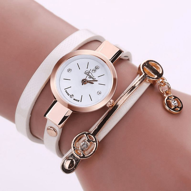 Mode Casual Dames Diamant Pu Bracelet En Cuir Femmes Bracelet Montre À Quartz Montre