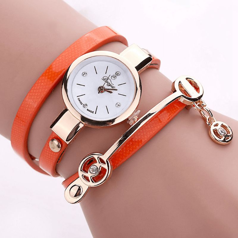 Mode Casual Dames Diamant Pu Bracelet En Cuir Femmes Bracelet Montre À Quartz Montre