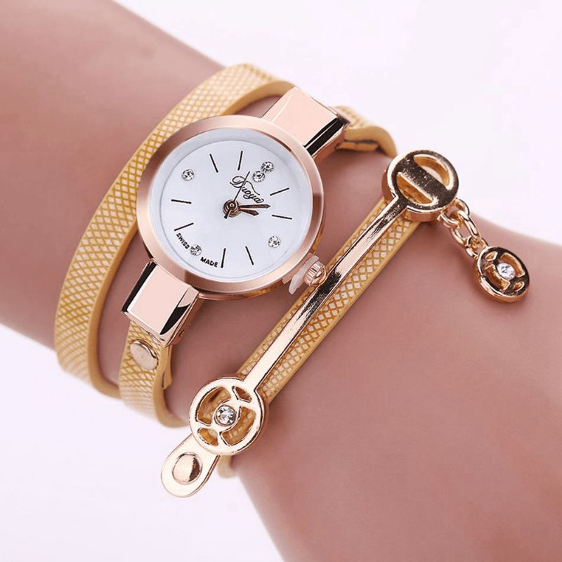 Mode Casual Dames Diamant Pu Bracelet En Cuir Femmes Bracelet Montre À Quartz Montre