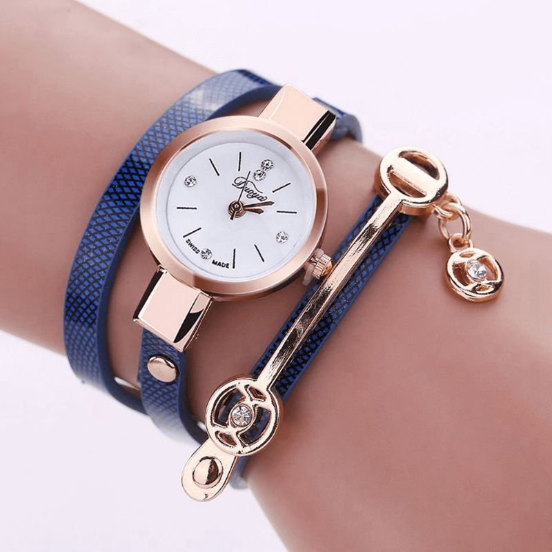 Mode Casual Dames Diamant Pu Bracelet En Cuir Femmes Bracelet Montre À Quartz Montre