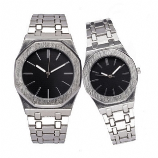 Mode Casual Simple Cadran En Alliage De Zinc Bracelet Couple Montre À Quartz Montre