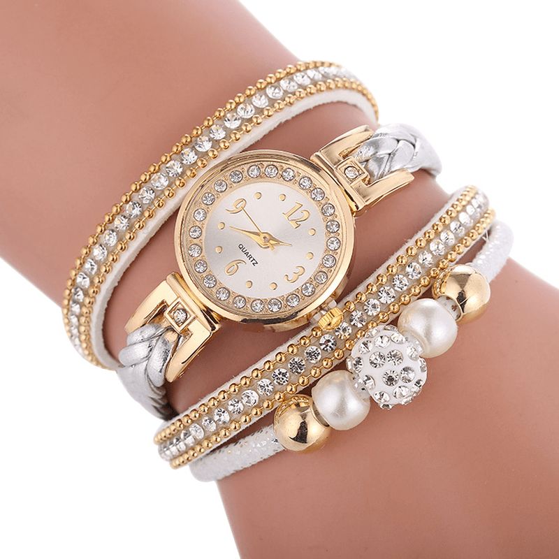 Mode Cercle Bracelet Diamant Simple Cadran Dames Robe Femmes Montre À Quartz