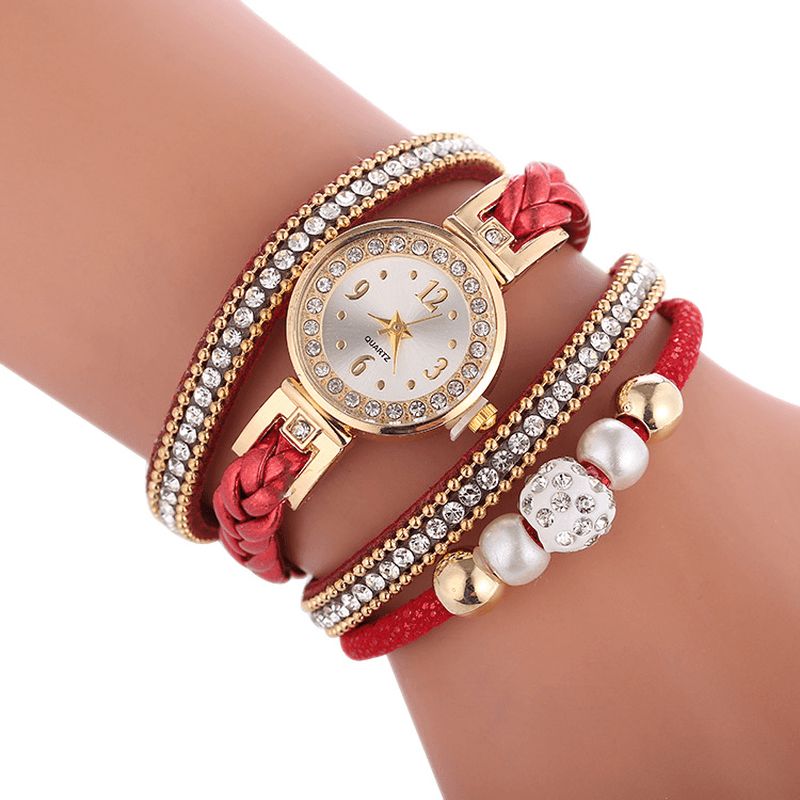 Mode Cercle Bracelet Diamant Simple Cadran Dames Robe Femmes Montre À Quartz