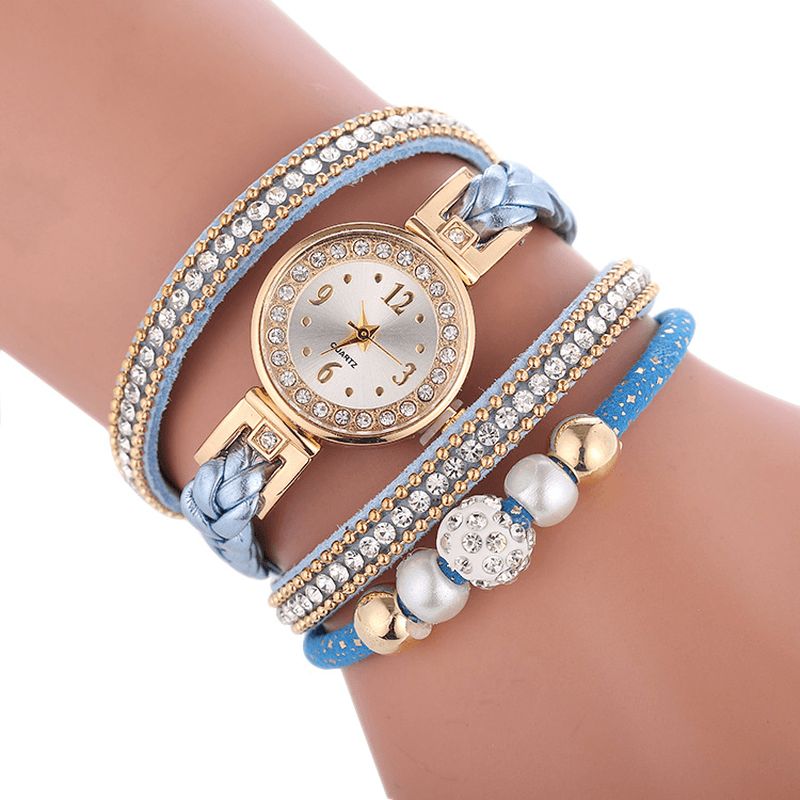 Mode Cercle Bracelet Diamant Simple Cadran Dames Robe Femmes Montre À Quartz