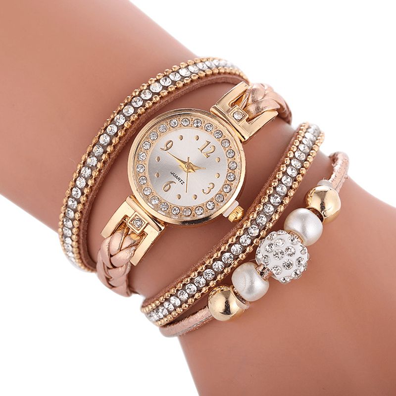 Mode Cercle Bracelet Diamant Simple Cadran Dames Robe Femmes Montre À Quartz