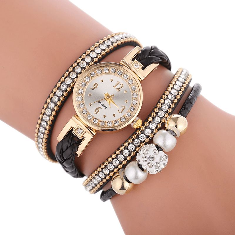 Mode Cercle Bracelet Diamant Simple Cadran Dames Robe Femmes Montre À Quartz