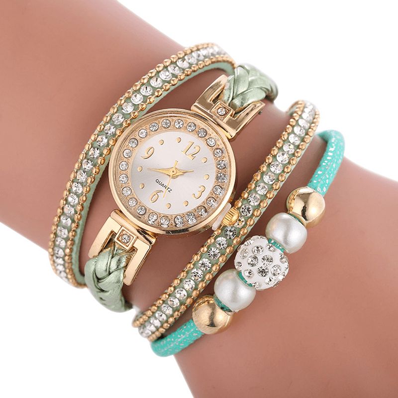 Mode Cercle Bracelet Diamant Simple Cadran Dames Robe Femmes Montre À Quartz