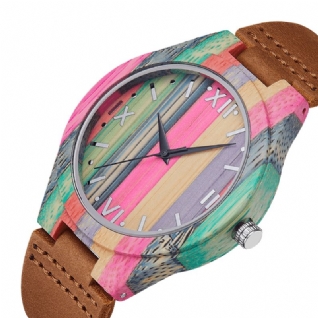 Mode Colorful Case Dial Bracelet En Cuir Creative Style Casual Montre Homme Montre À Quartz