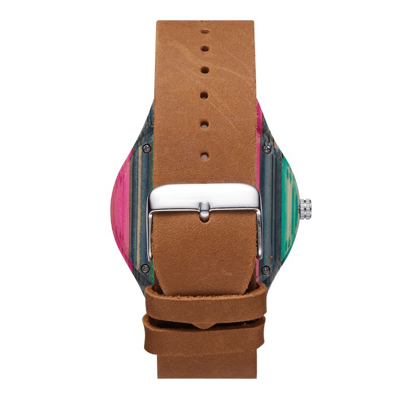 Mode Colorful Case Dial Bracelet En Cuir Creative Style Casual Montre Homme Montre À Quartz