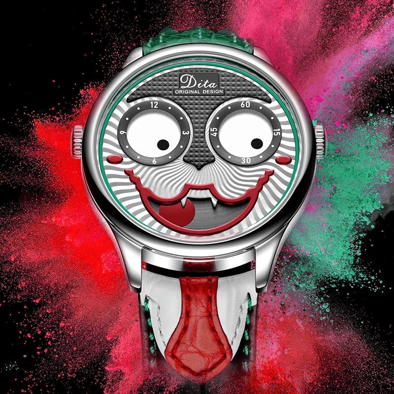 Mode Créatif Joker Cadran Cuir/acier Inoxydable Bracelet Personnalité Alliage Hommes Montre À Quartz