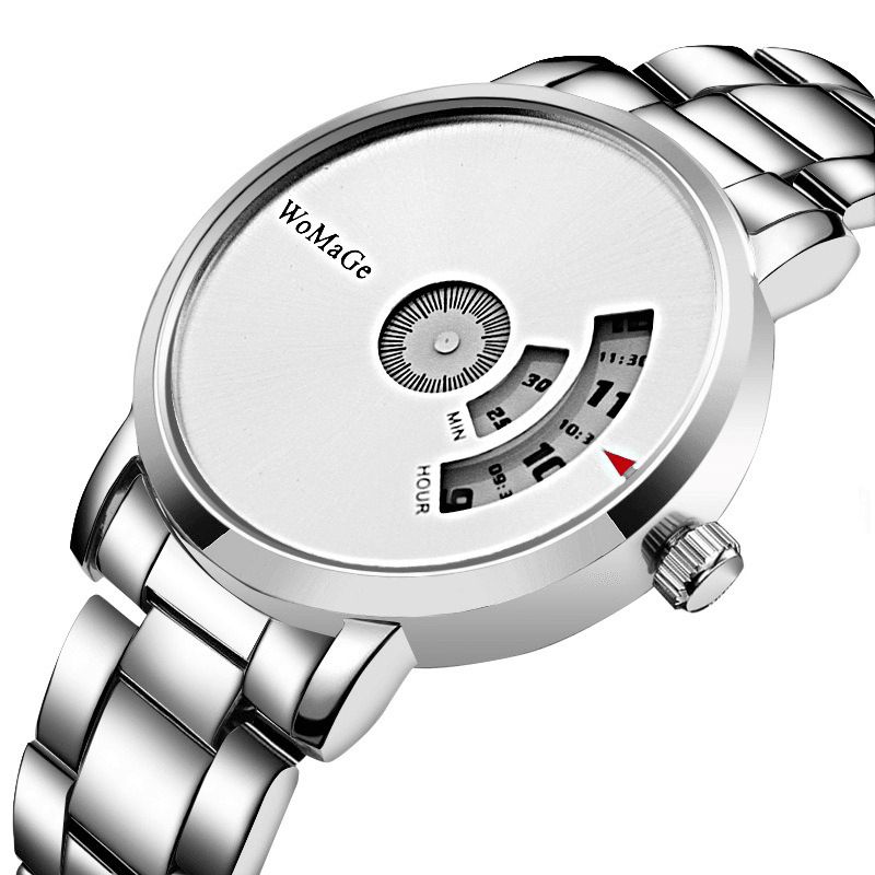 Mode Creative Cadran Acier Inoxydable Bande Hommes Femmes Montre À Quartz