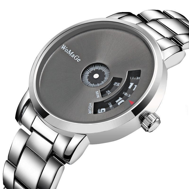 Mode Creative Cadran Acier Inoxydable Bande Hommes Femmes Montre À Quartz