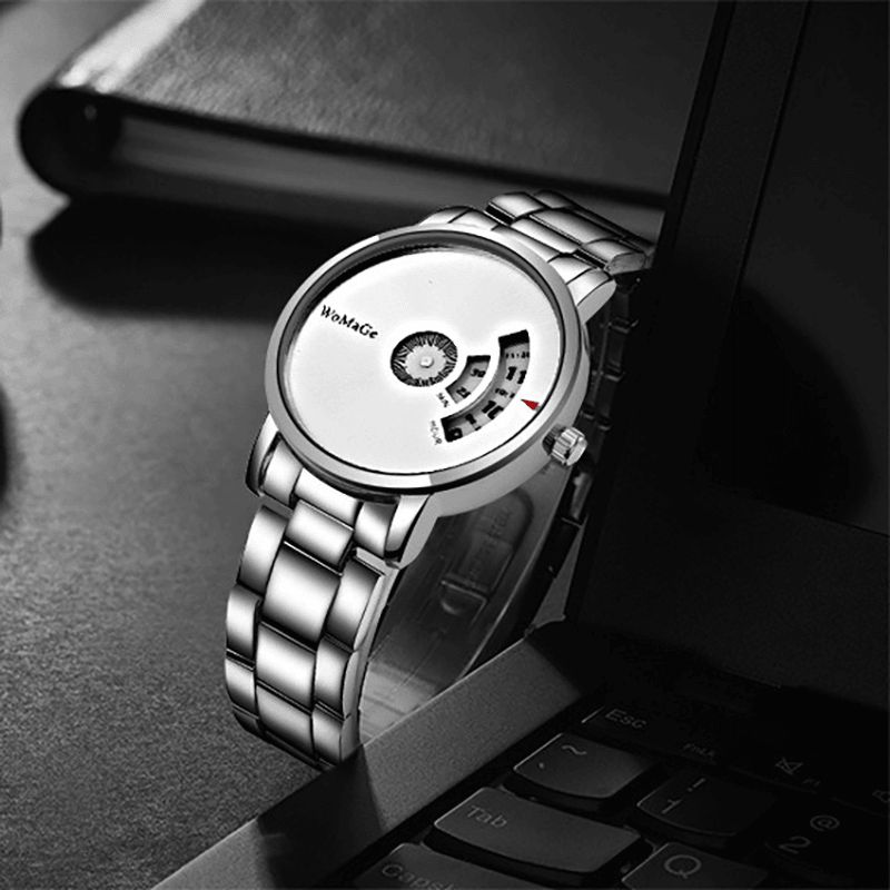 Mode Creative Cadran Acier Inoxydable Bande Hommes Femmes Montre À Quartz