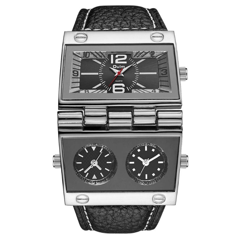 Mode Décontracté Cuir Hommes Montre Vintage Décoré Pointeur Trois Cadran Créatif Montre À Quartz