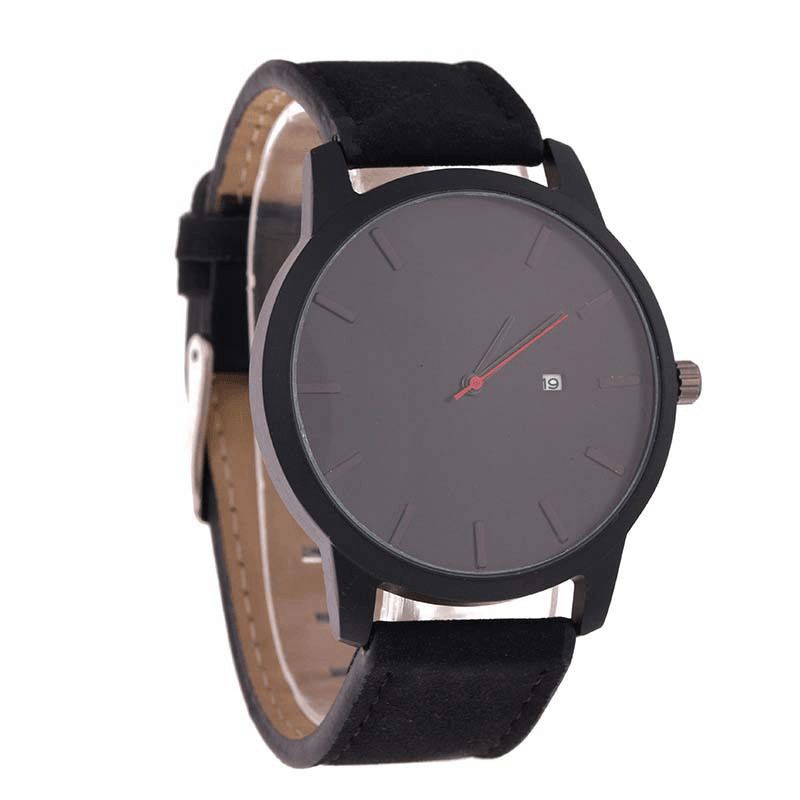 Mode Décontractée Grand Cadran Avec Calendrier Mat Bracelet En Cuir Pu Hommes Montre-bracelet Montre À Quartz