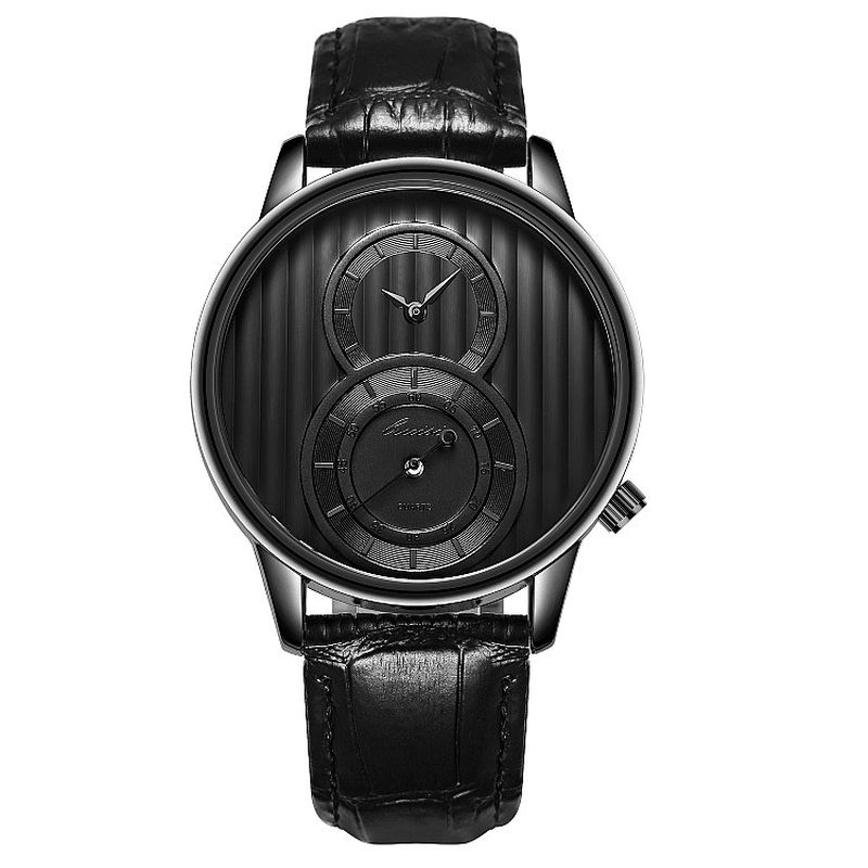 Mode Dial Organ Stripe Two Creative Dial Leather Montre Homme Montre À Quartz Classique