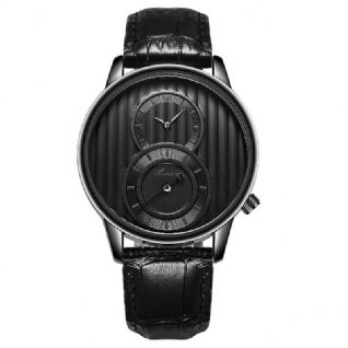 Mode Dial Organ Stripe Two Creative Dial Leather Montre Homme Montre À Quartz Classique