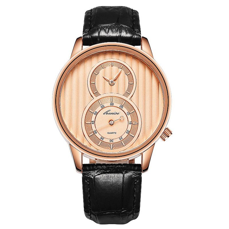 Mode Dial Organ Stripe Two Creative Dial Leather Montre Homme Montre À Quartz Classique