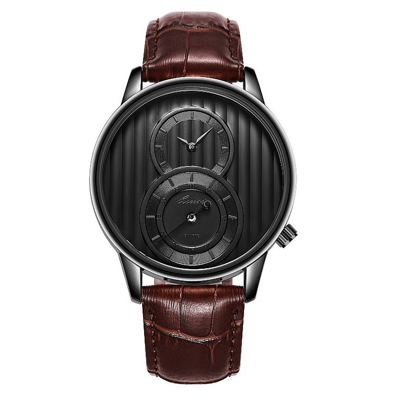 Mode Dial Organ Stripe Two Creative Dial Leather Montre Homme Montre À Quartz Classique