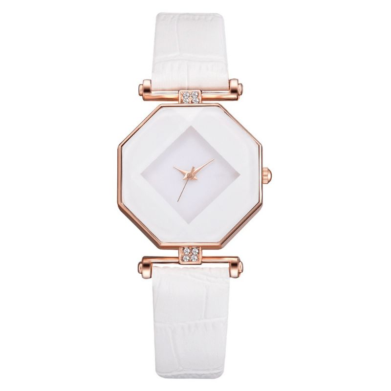 Mode Diamant Miroir Montre Dames Robe Ultra-mince En Cuir Montre À Quartz Pour Femmes