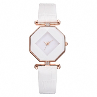 Mode Diamant Miroir Montre Dames Robe Ultra-mince En Cuir Montre À Quartz Pour Femmes