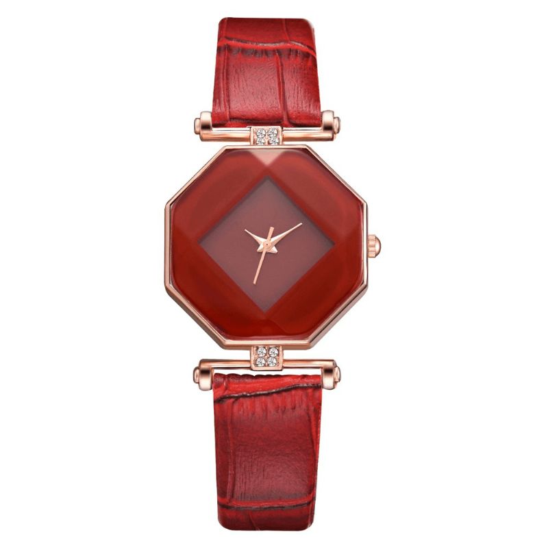 Mode Diamant Miroir Montre Dames Robe Ultra-mince En Cuir Montre À Quartz Pour Femmes