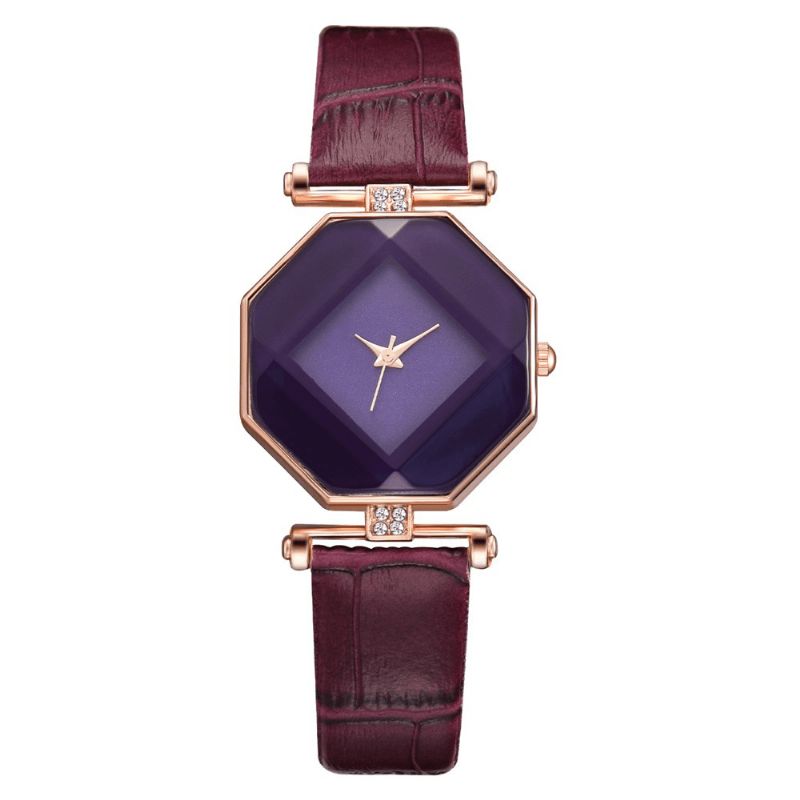 Mode Diamant Miroir Montre Dames Robe Ultra-mince En Cuir Montre À Quartz Pour Femmes