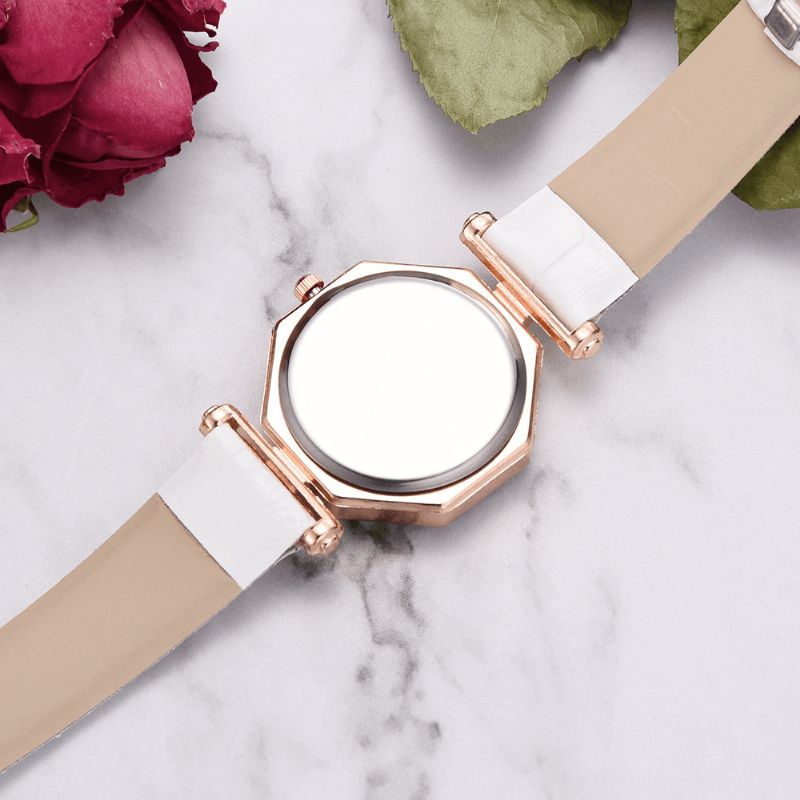 Mode Diamant Miroir Montre Dames Robe Ultra-mince En Cuir Montre À Quartz Pour Femmes