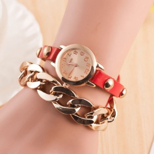 Mode Femmes Enroulement Bracelet Montre Cuir Bande Dames Robe Montre À Quartz