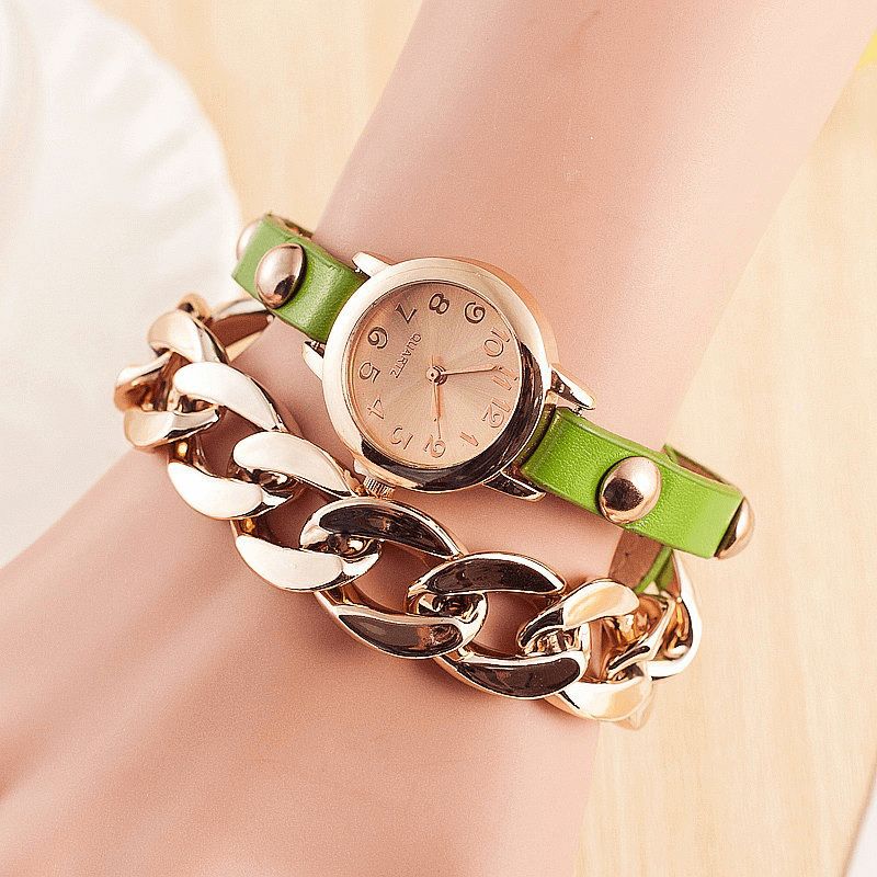 Mode Femmes Enroulement Bracelet Montre Cuir Bande Dames Robe Montre À Quartz