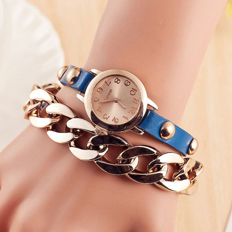 Mode Femmes Enroulement Bracelet Montre Cuir Bande Dames Robe Montre À Quartz