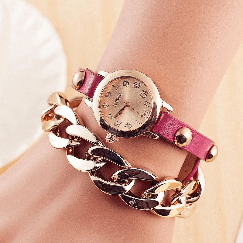 Mode Femmes Enroulement Bracelet Montre Cuir Bande Dames Robe Montre À Quartz