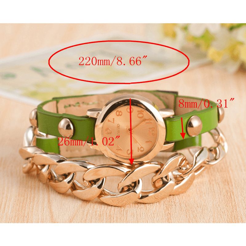 Mode Femmes Enroulement Bracelet Montre Cuir Bande Dames Robe Montre À Quartz