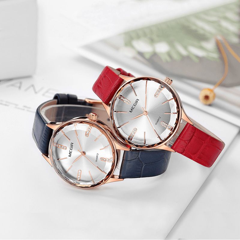 Mode Femmes Montre-bracelet Lumière Luxe Bracelet En Cuir Femme Montre À Quartz