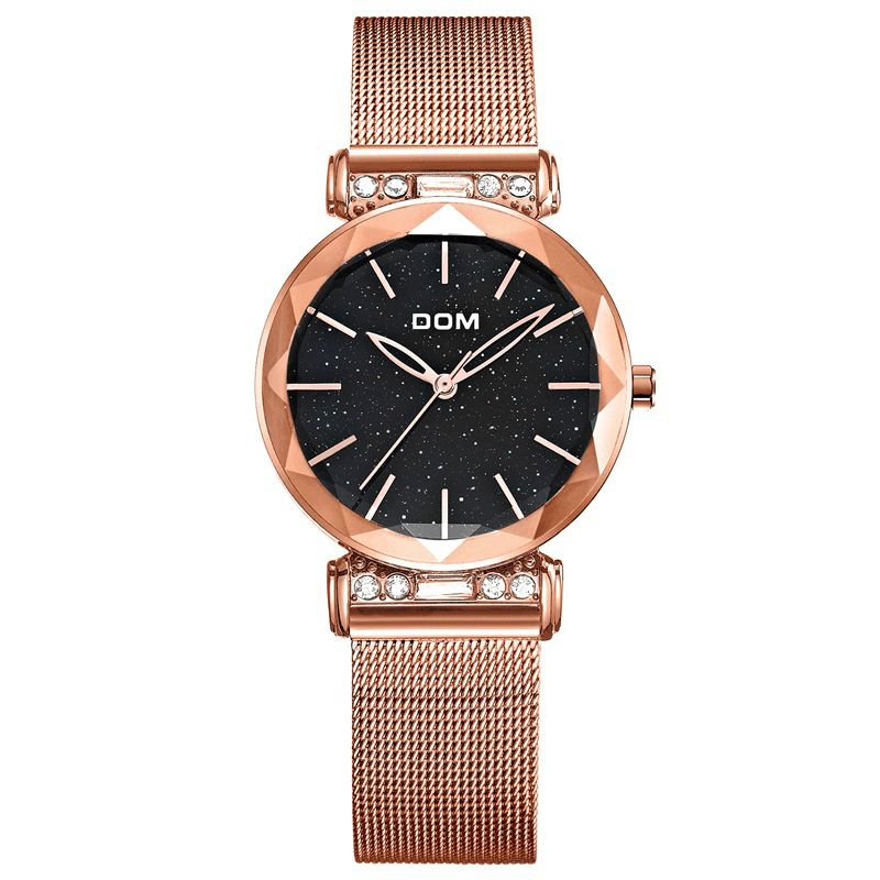 Mode Femmes Montre Ciel Étoilé Cadran Hardlex Verre Bracelets En Acier Inoxydable Montre À Quartz