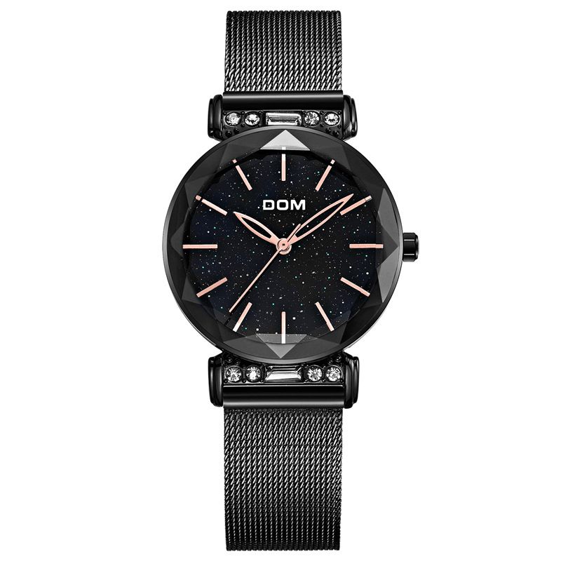 Mode Femmes Montre Ciel Étoilé Cadran Hardlex Verre Bracelets En Acier Inoxydable Montre À Quartz