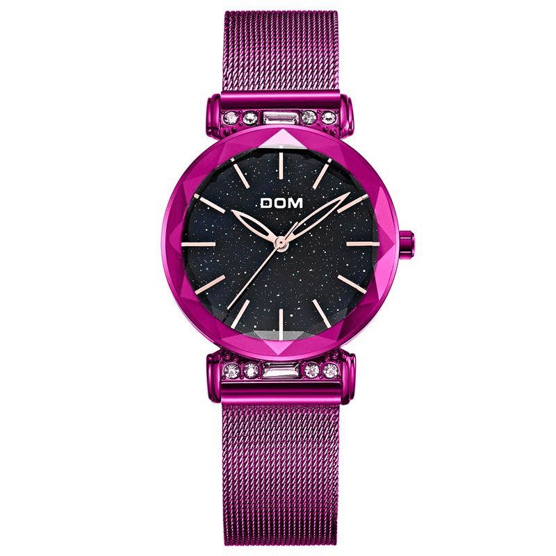 Mode Femmes Montre Ciel Étoilé Cadran Hardlex Verre Bracelets En Acier Inoxydable Montre À Quartz