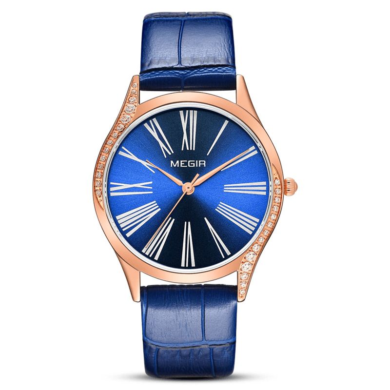 Mode Femmes Montre Légère Luxe Cuir 3atm Étanche Femme Montre À Quartz