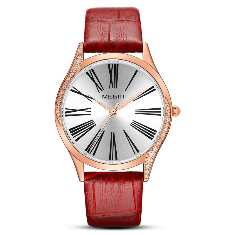 Mode Femmes Montre Légère Luxe Cuir 3atm Étanche Femme Montre À Quartz