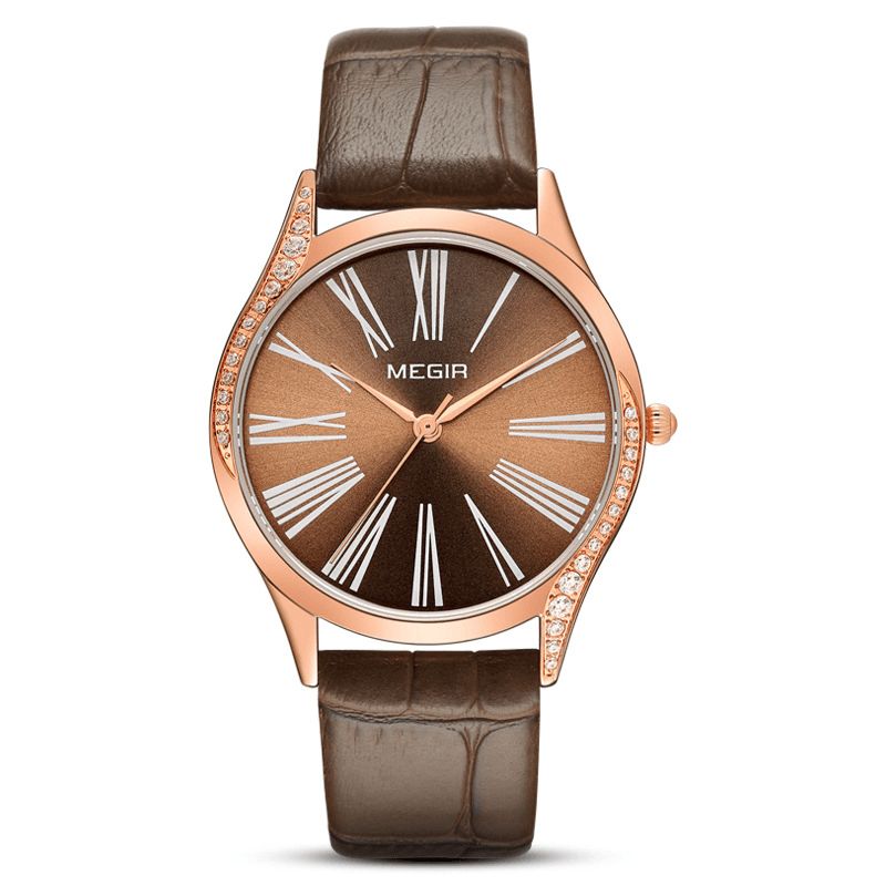 Mode Femmes Montre Légère Luxe Cuir 3atm Étanche Femme Montre À Quartz