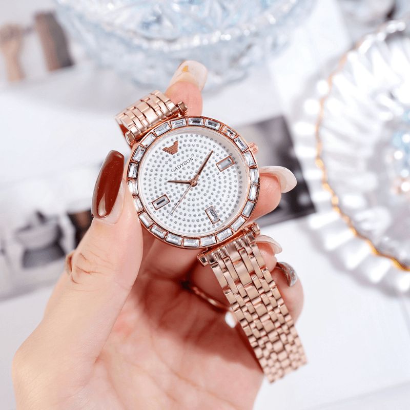 Mode Femmes Montre Lumière Luxe Cristal Diamant Étoilé Dame Montre À Quartz