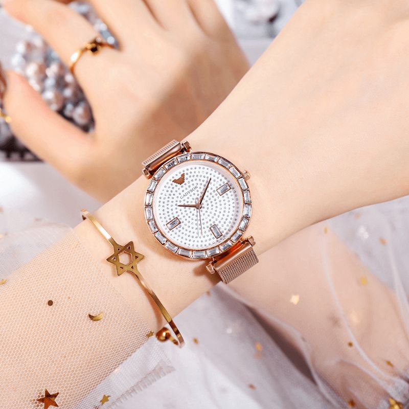 Mode Femmes Montre Lumière Luxe Cristal Diamant Étoilé Dame Montre À Quartz