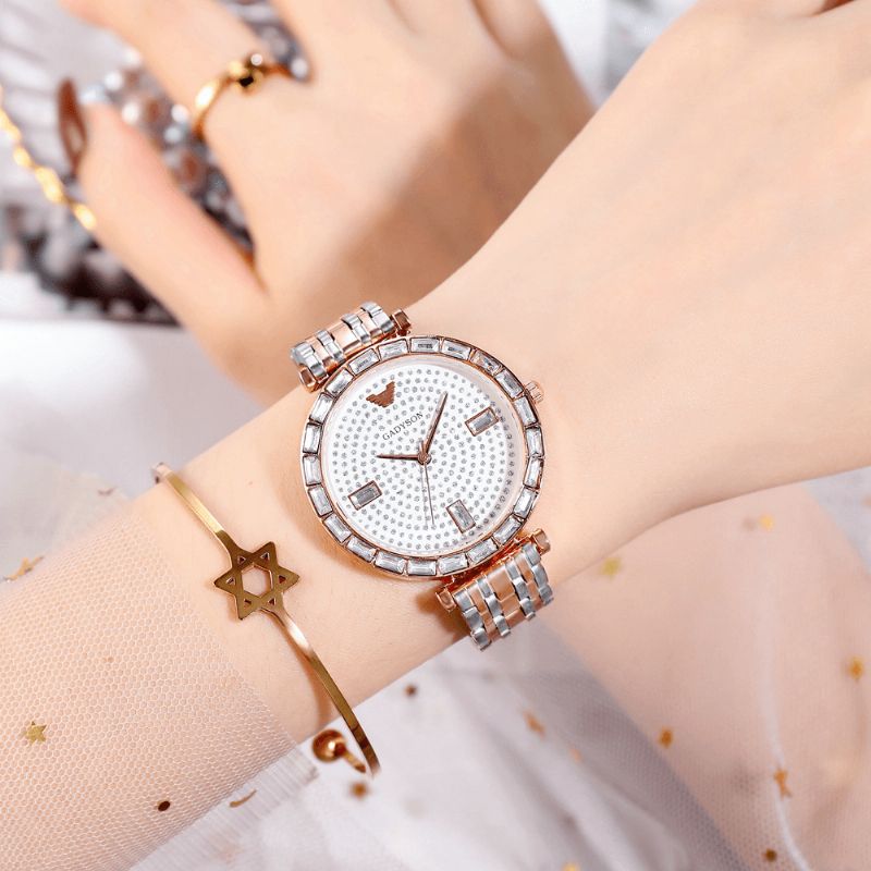 Mode Femmes Montre Lumière Luxe Cristal Diamant Étoilé Dame Montre À Quartz