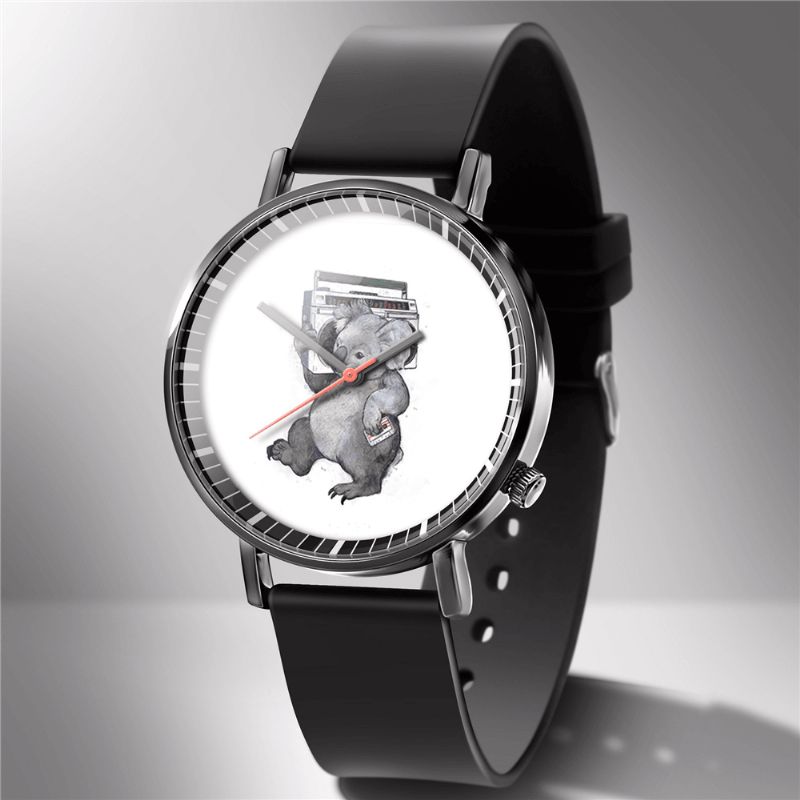 Mode Montre À Quartz Imprimé Animal Hommes Montre D'affaires Mignon Noir-blanc Chiens Chats Motif Femmes Montre À Quartz