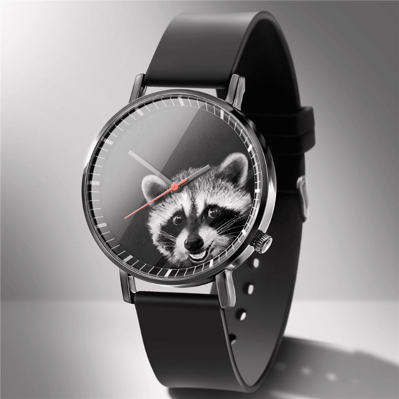 Mode Montre À Quartz Imprimé Animal Hommes Montre D'affaires Mignon Noir-blanc Chiens Chats Motif Femmes Montre À Quartz